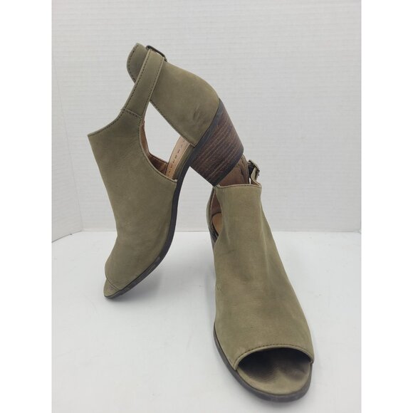 Lucky Brand Platform Heels Size 9 39 Green Suede Strap Shoes with Wooden  Heels - Picture 2 of 14
